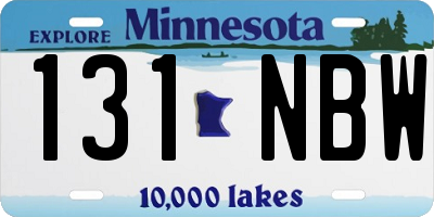 MN license plate 131NBW