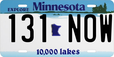 MN license plate 131NOW