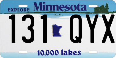 MN license plate 131QYX