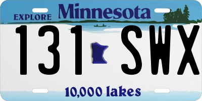 MN license plate 131SWX