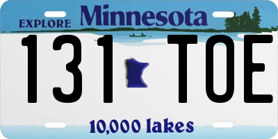 MN license plate 131TOE