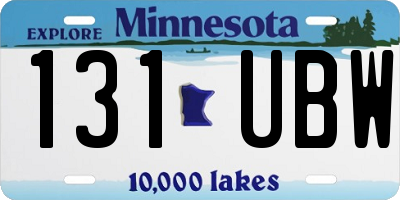 MN license plate 131UBW