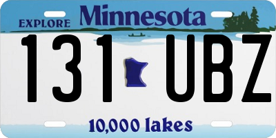 MN license plate 131UBZ