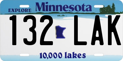 MN license plate 132LAK