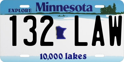 MN license plate 132LAW