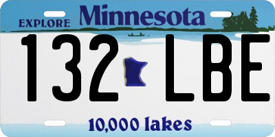MN license plate 132LBE