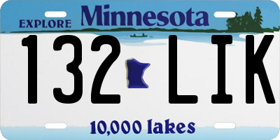 MN license plate 132LIK