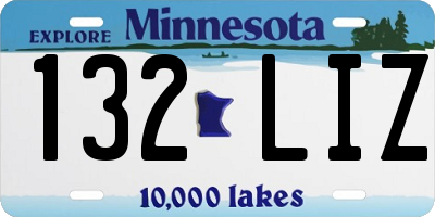 MN license plate 132LIZ