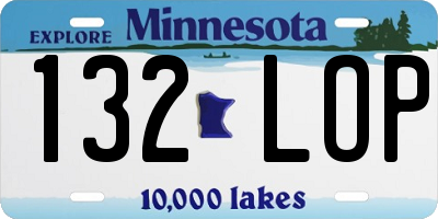 MN license plate 132LOP