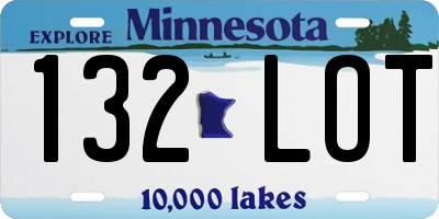 MN license plate 132LOT