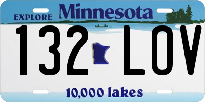 MN license plate 132LOV