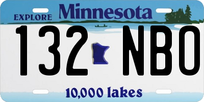MN license plate 132NBO