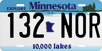 MN license plate 132NOR