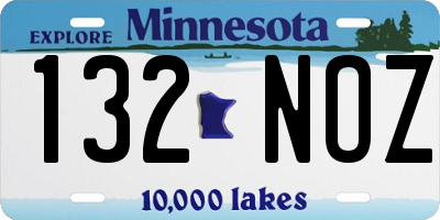 MN license plate 132NOZ