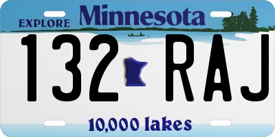 MN license plate 132RAJ