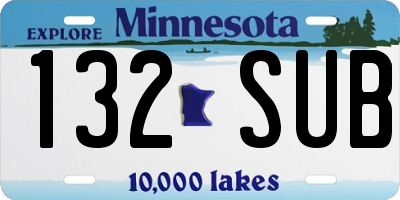 MN license plate 132SUB