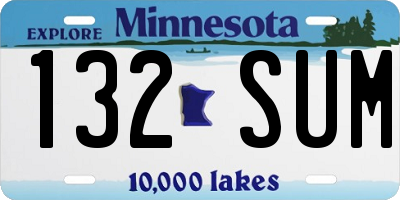 MN license plate 132SUM
