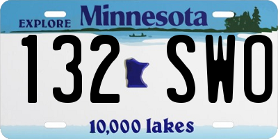 MN license plate 132SWO