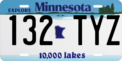 MN license plate 132TYZ