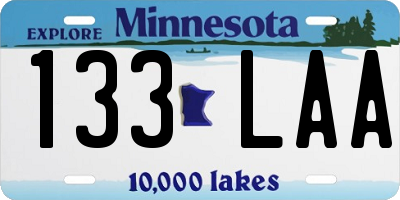 MN license plate 133LAA