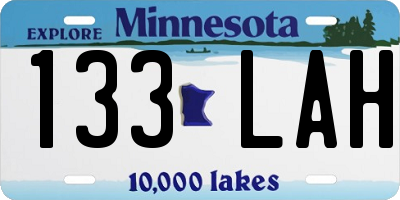 MN license plate 133LAH