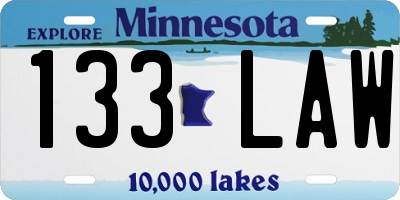 MN license plate 133LAW