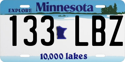MN license plate 133LBZ
