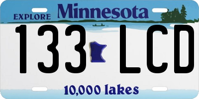 MN license plate 133LCD