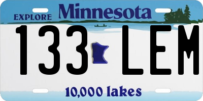 MN license plate 133LEM