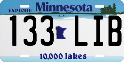 MN license plate 133LIB