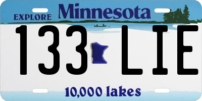 MN license plate 133LIE
