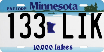 MN license plate 133LIK