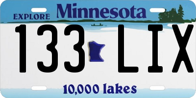 MN license plate 133LIX