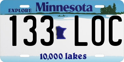 MN license plate 133LOC