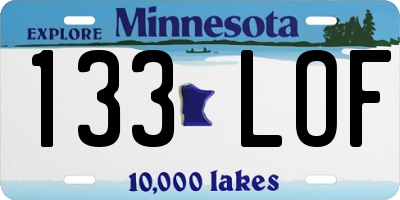 MN license plate 133LOF
