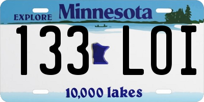 MN license plate 133LOI