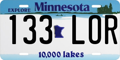 MN license plate 133LOR