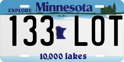 MN license plate 133LOT