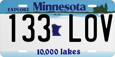 MN license plate 133LOV