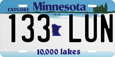 MN license plate 133LUN