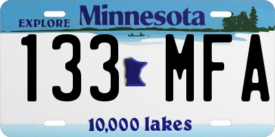 MN license plate 133MFA