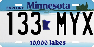 MN license plate 133MYX