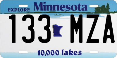 MN license plate 133MZA