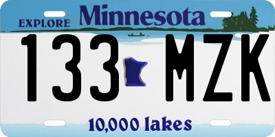 MN license plate 133MZK