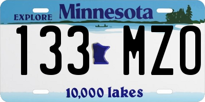 MN license plate 133MZO