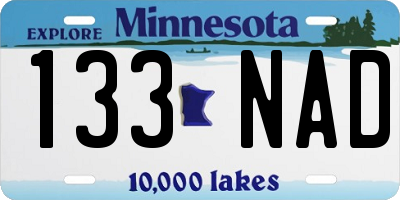 MN license plate 133NAD
