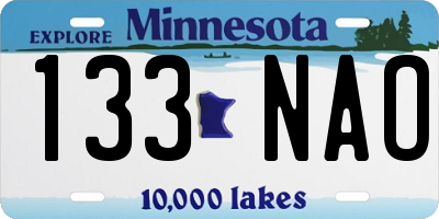MN license plate 133NAO
