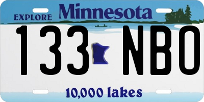 MN license plate 133NBO