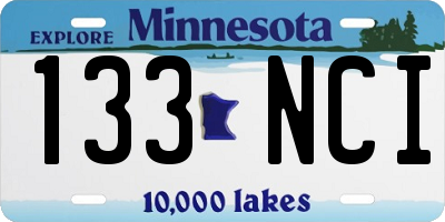 MN license plate 133NCI