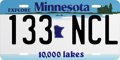 MN license plate 133NCL